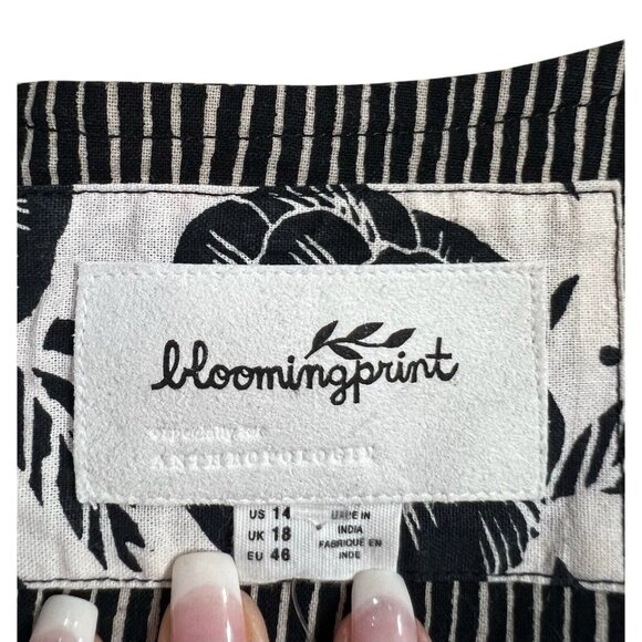 ANTHROPOLOGIE Bloomingprint Dress Adrienne Flounced Midi Floral Size 14 Pockets - Picture 5 of 13